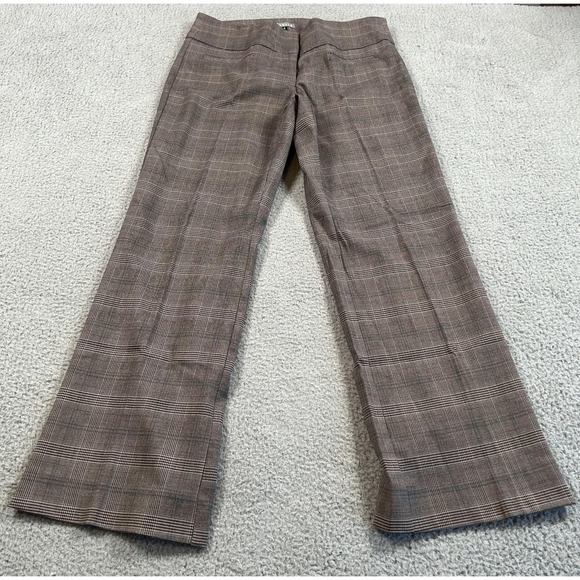 Hybrid Apparel Pants - Hybrid Pants Womens 6 Brown Glen Plaid Side Zip Flare Trouser Career Dress Work‎